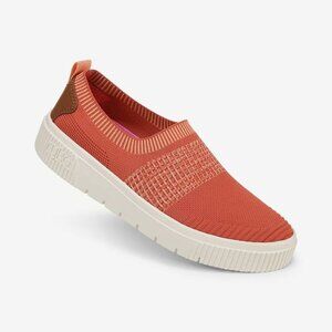 Ryka Womens Size 10 Wide Vista Slip-On Sneakers Orange Paprika Knit Fabric Casua